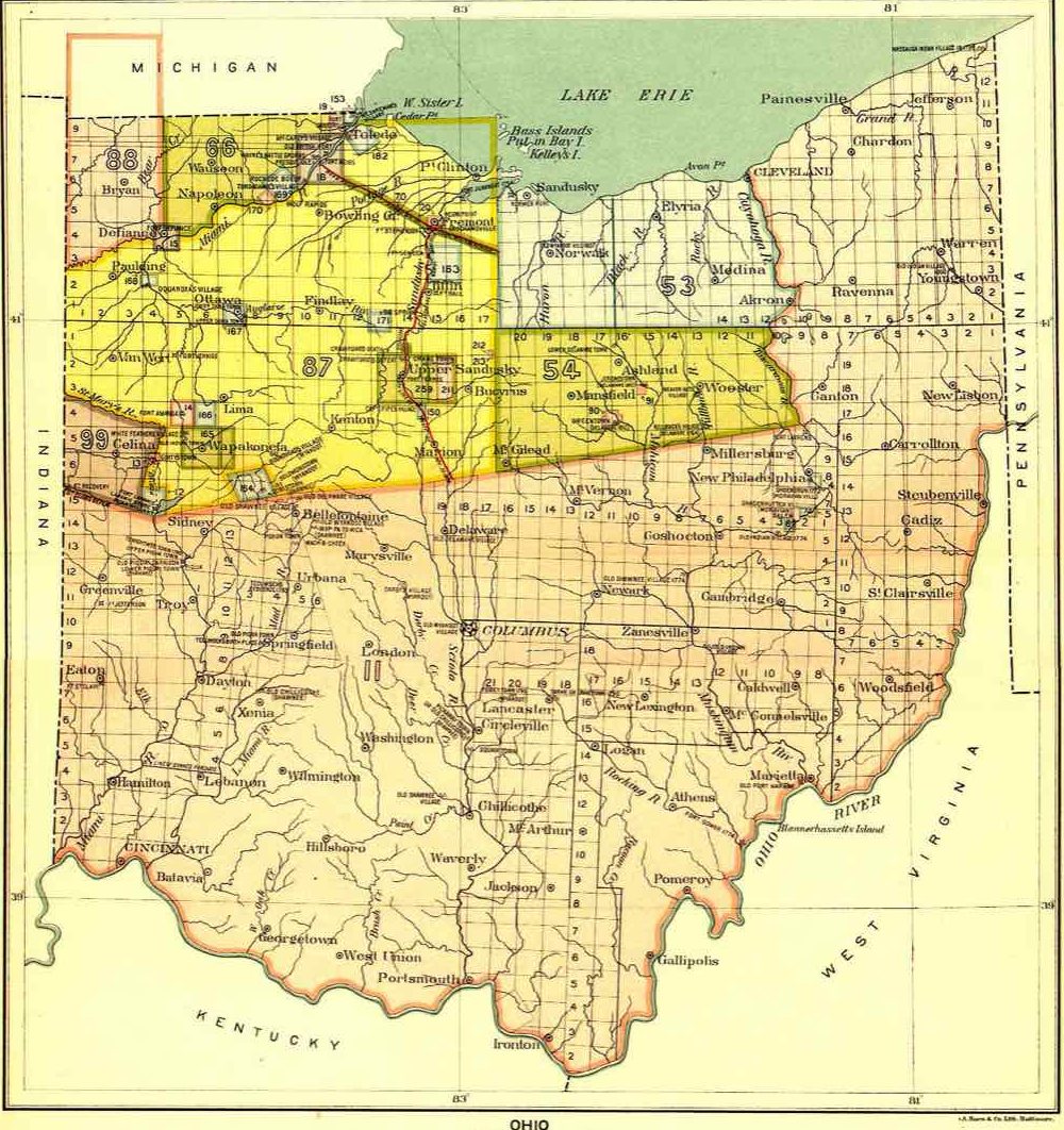 The Indian land cessions of Ohio, numbered tract by tract